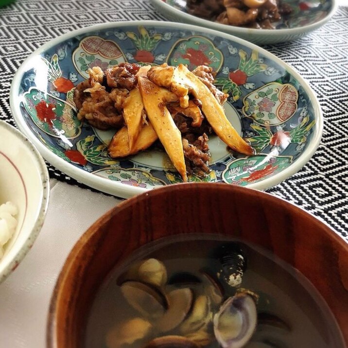 松茸と牛肉の甘醤油炒め